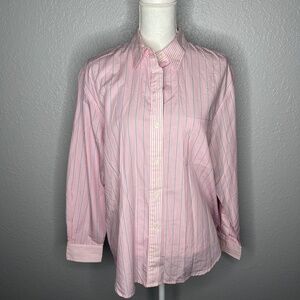 Jones Jeans pink & blue stripe button down dress shirt‎
